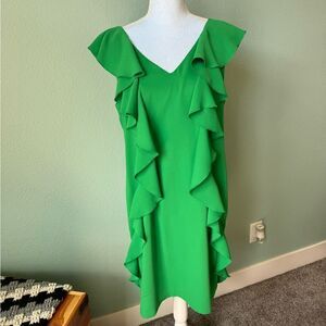 Trina Turk Green Ruffle Sweatheart Shift Dress Size Medium